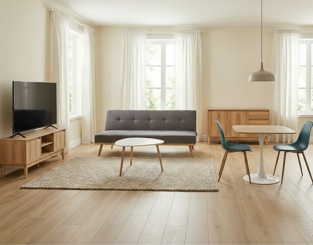 Pack meuble Essentiel T2 – Séjour meublé prêt à louer LMNP